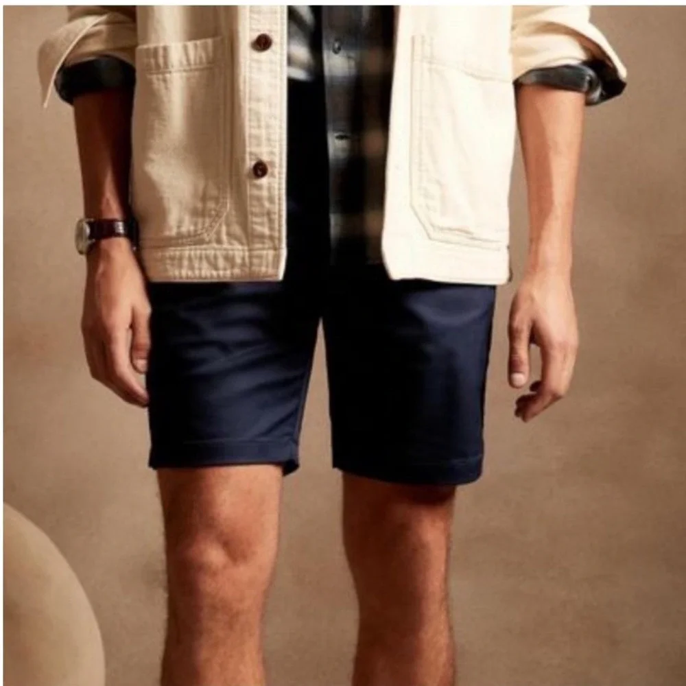 Banana Republic Luxe City Shorts Mens 40 Navy Blue Performance Chino Golf Casual